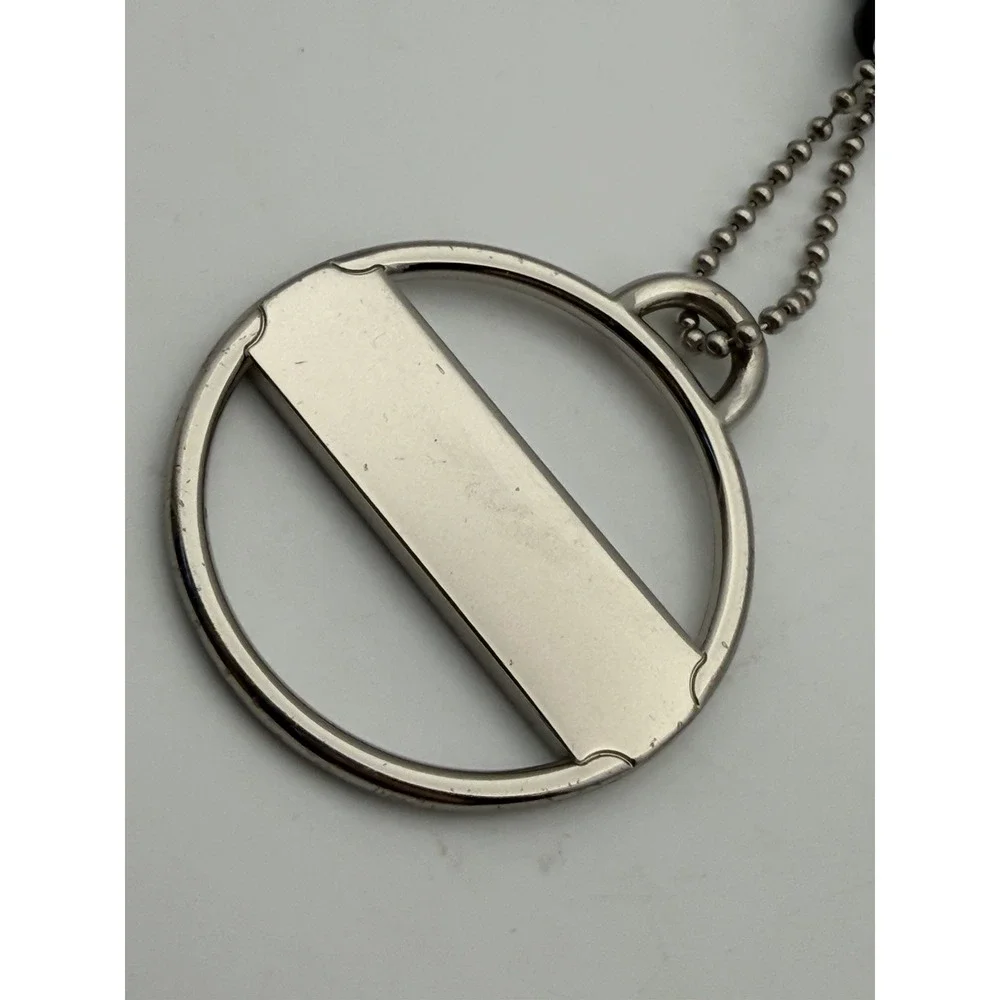 COACH Keychain Silvertone Metal Medallion Logo Purse Charm W/ Small Black Tag